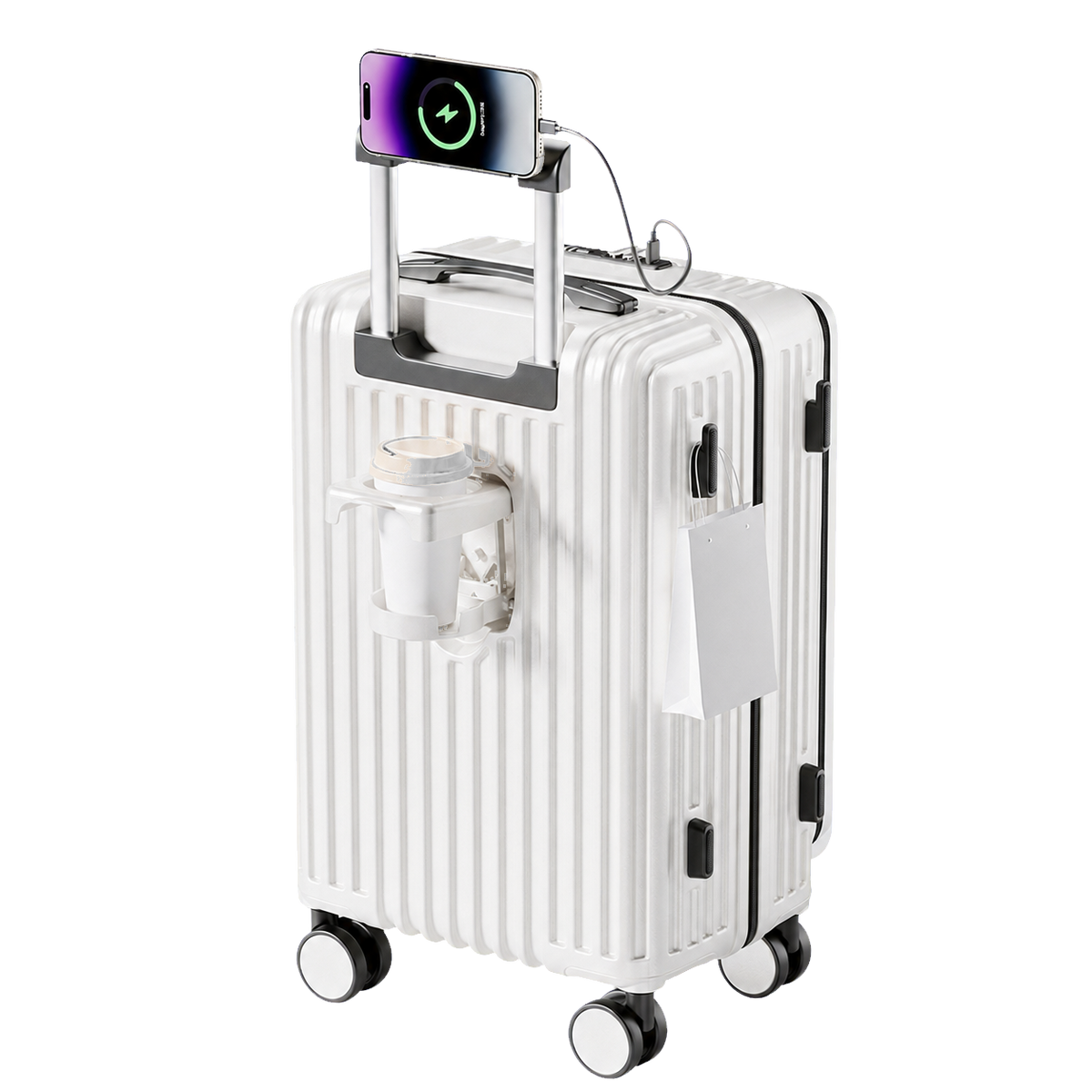 Expandable Front Opening Luggage with TSA Lock, Large Capacity Hard Shell Suitcase for Travel