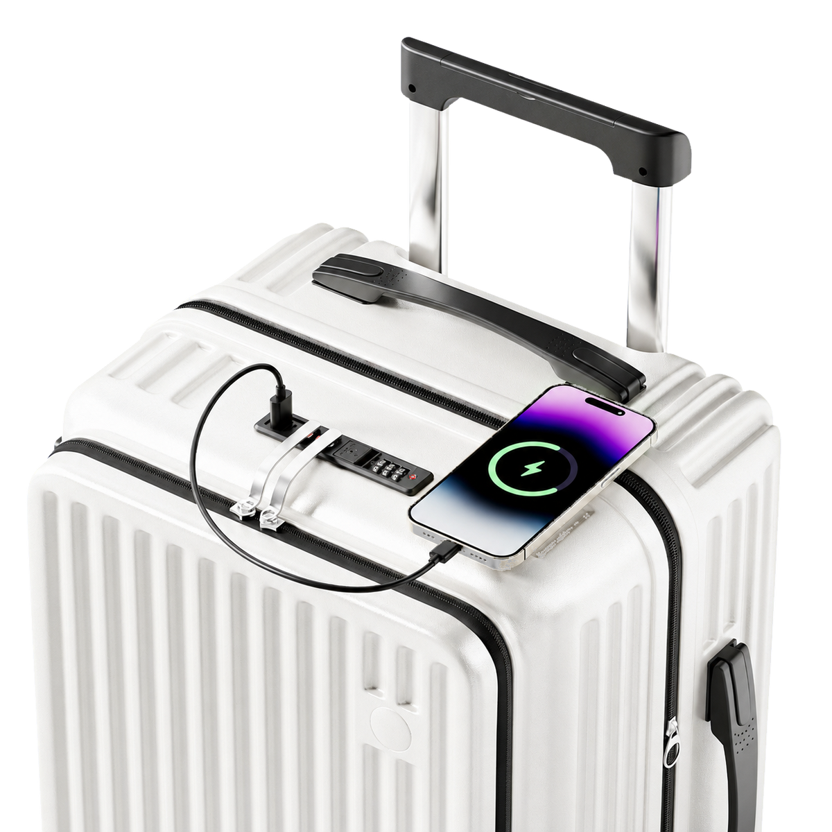 Expandable Front Opening Luggage with TSA Lock, Large Capacity Hard Shell Suitcase for Travel