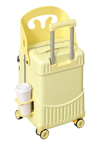 Kids Ride-On Suitcase with Seat, Safety Belt & Cup Holder – 20"/24" Travel Luggage
