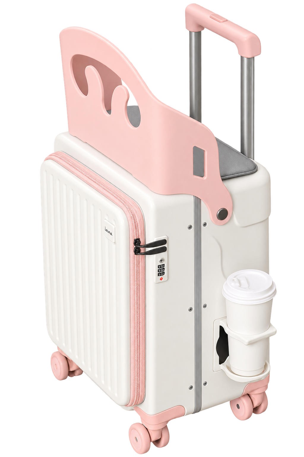 Kids Ride-On Suitcase with Seat, Safety Belt & Cup Holder – 20"/24" Travel Luggage