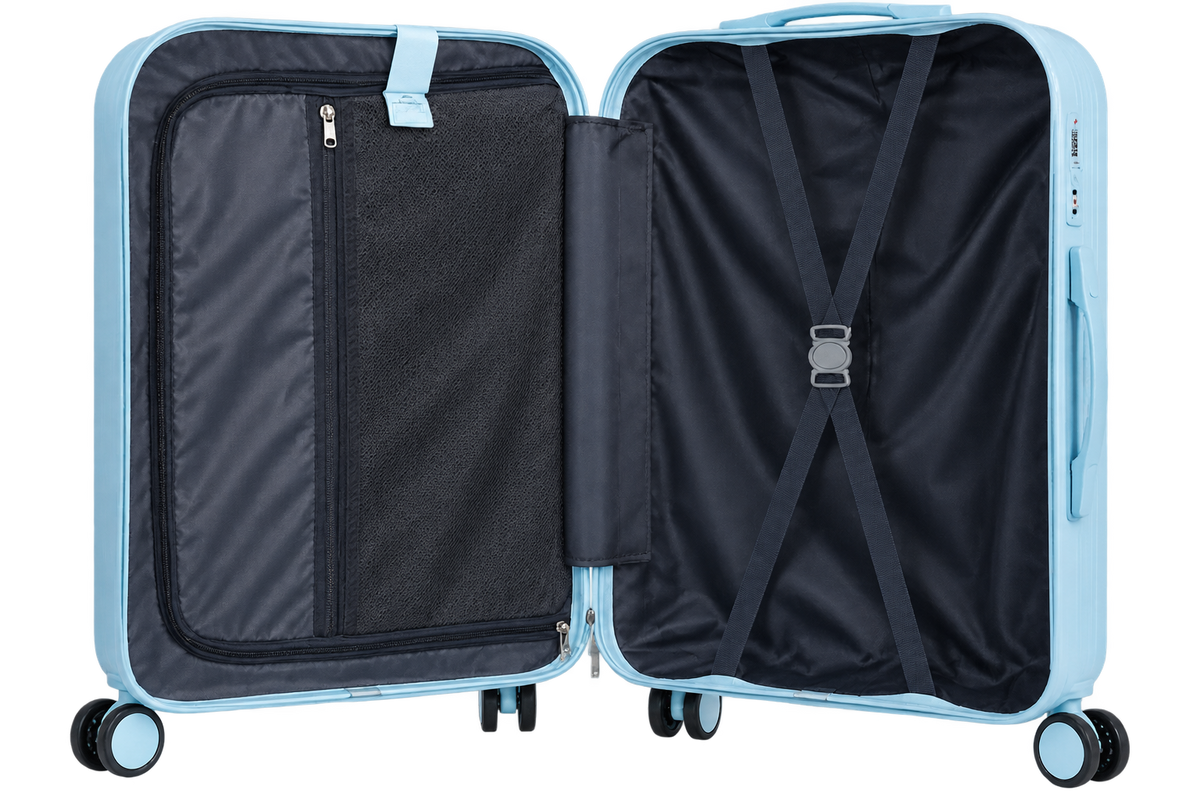 4-in-1 Travel Suitcase with Phone Holder, Cup Holder, Scratch-Resistant Shell & Smart Travel Design