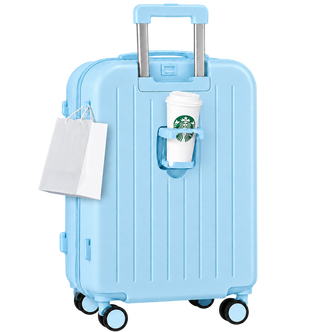 4-in-1 Travel Suitcase with Phone Holder, Cup Holder, Scratch-Resistant Shell & Smart Travel Design