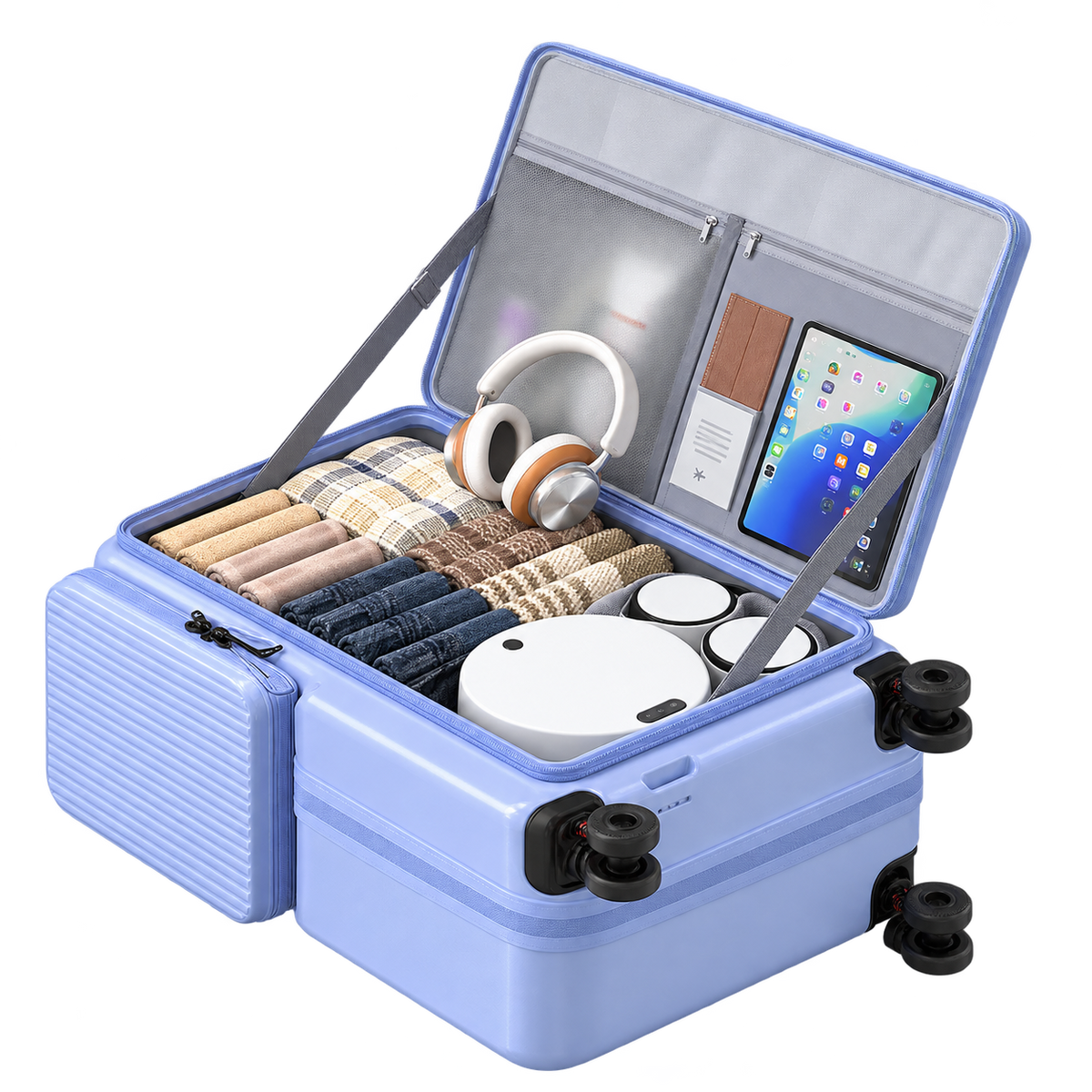 VORLIVA Smart Front Opening Carry On Luggage – Premium Expandable Hardshell Suitcase with Laptop Compartment & 360° Spinner Wheels