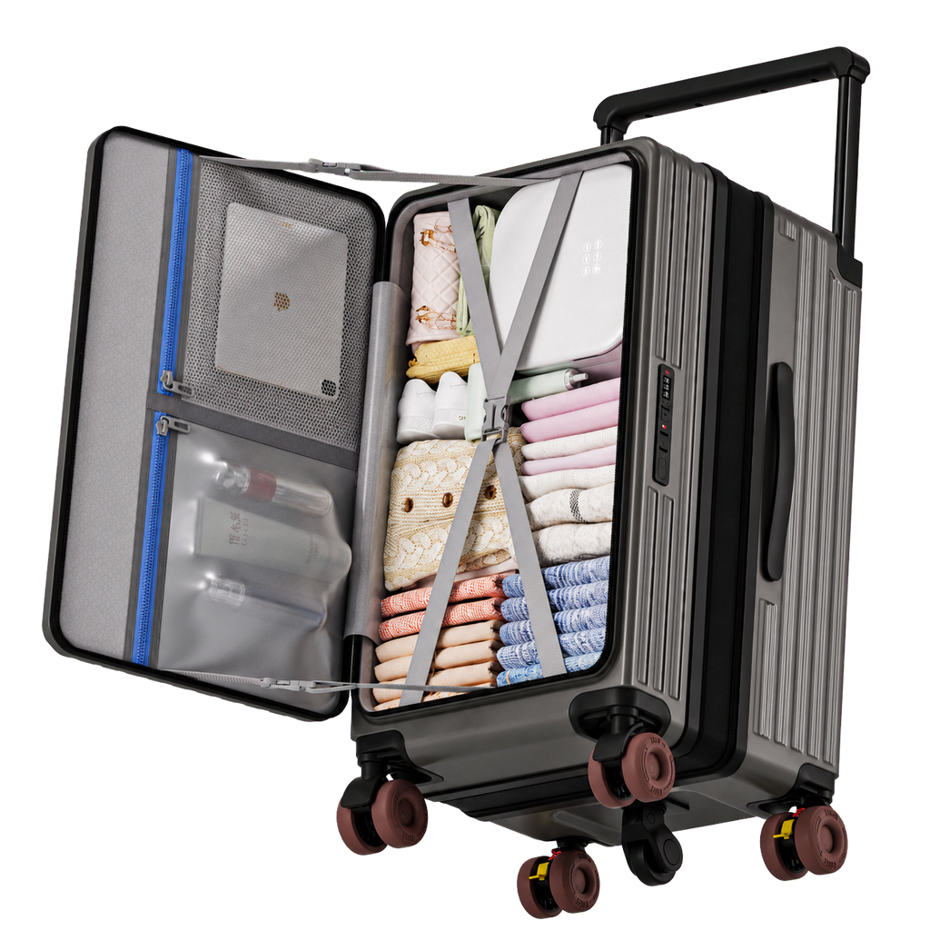 Large Capacity Side-Opening Suitcase with Wet & Dry Separation – Business Travel Luggage